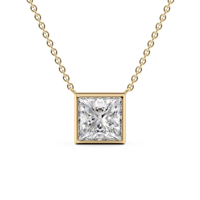 Princess bezel setting Diamond Pendant